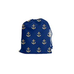 Gold Anchors Background Drawstring Pouches (small)  by Celenk