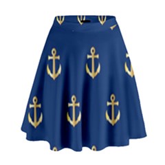 Gold Anchors Background High Waist Skirt by Celenk