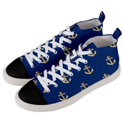 Gold Anchors Background Men s Mid-top Canvas Sneakers by Celenk