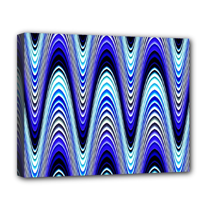 Waves Wavy Blue Pale Cobalt Navy Deluxe Canvas 20  x 16  