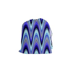 Waves Wavy Blue Pale Cobalt Navy Drawstring Pouches (small)  by Celenk