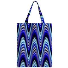 Waves Wavy Blue Pale Cobalt Navy Zipper Classic Tote Bag by Celenk