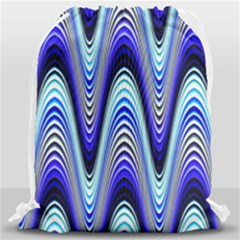 Waves Wavy Blue Pale Cobalt Navy Drawstring Bag (large) by Celenk