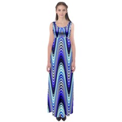 Waves Wavy Blue Pale Cobalt Navy Empire Waist Maxi Dress by Celenk