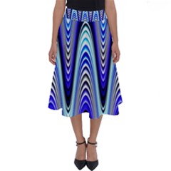 Waves Wavy Blue Pale Cobalt Navy Perfect Length Midi Skirt by Celenk