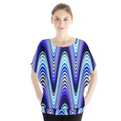 Waves Wavy Blue Pale Cobalt Navy Blouse