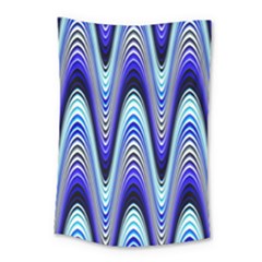 Waves Wavy Blue Pale Cobalt Navy Small Tapestry by Celenk