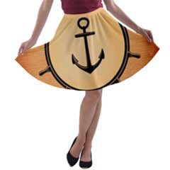 Nautical Anchor Marine Ocean Sea A-line Skater Skirt by Celenk