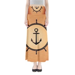 Nautical Anchor Marine Ocean Sea Full Length Maxi Skirt by Celenk