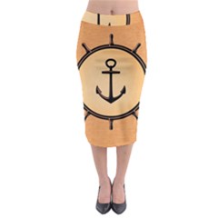 Nautical Anchor Marine Ocean Sea Midi Pencil Skirt by Celenk