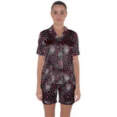 Chain Mail Vortex Pattern Satin Short Sleeve Pyjamas Set by Celenk