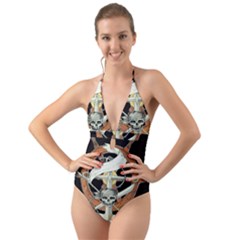 Anchor Seaman Sailor Maritime Ship Halter Cut-out One Piece Swimsuit by Celenk