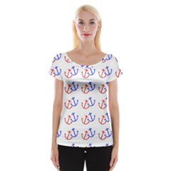 Anchors Nautical Backdrop Sea Nautical Cap Sleeve Tops by Celenk