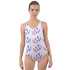 Anchors Nautical Backdrop Sea Nautical Cut-out Back One Piece Swimsuit