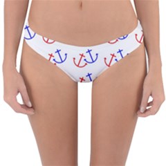 Anchors Nautical Backdrop Sea Nautical Reversible Hipster Bikini Bottoms by Celenk