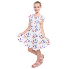 Anchors Nautical Backdrop Sea Nautical Kids  Short Sleeve Dress