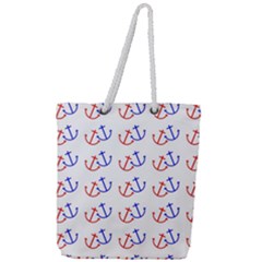 Anchors Nautical Backdrop Sea Nautical Full Print Rope Handle Tote (large) by Celenk