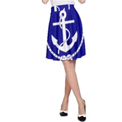 Anchor Flag Blue Background A-line Skirt by Celenk