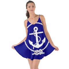 Anchor Flag Blue Background Love The Sun Cover Up by Celenk