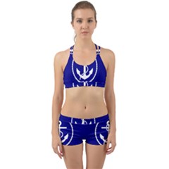 Anchor Flag Blue Background Back Web Sports Bra Set