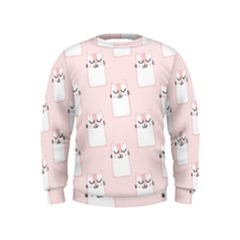 Pattern Cat Pink Cute Sweet Fur Kids  Sweatshirt by Celenk