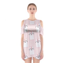 Pattern Cat Pink Cute Sweet Fur Shoulder Cutout One Piece by Celenk