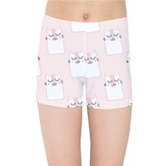 Pattern Cat Pink Cute Sweet Fur Kids Sports Shorts by Celenk