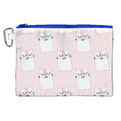 Pattern Cat Pink Cute Sweet Fur Canvas Cosmetic Bag (xl)