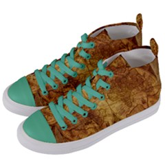 Map Of The World Old Historically Women s Mid-top Canvas Sneakers