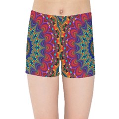 Kaleidoscope Mandala Pattern Kids Sports Shorts by Celenk