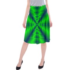 Shiny Lime Navy Sheen Radiate 3d Midi Beach Skirt by Celenk