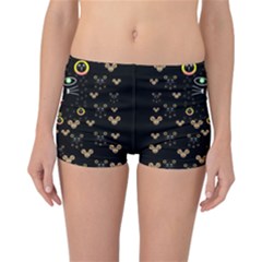 Merry Black Cat In The Night And A Mouse Involved Pop Art Reversible Boyleg Bikini Bottoms by pepitasart