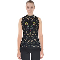 Merry Black Cat In The Night And A Mouse Involved Pop Art Shell Top by pepitasart