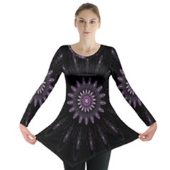 Fractal Mandala Delicate Pattern Long Sleeve Tunic  by Celenk