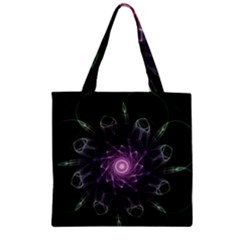 Mandala Fractal Light Light Fractal Zipper Grocery Tote Bag by Celenk