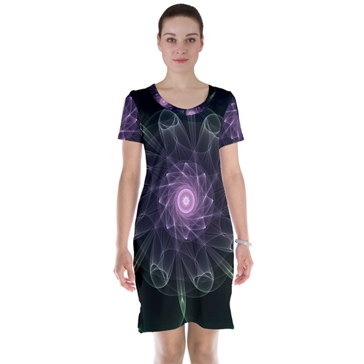 Mandala Fractal Light Light Fractal Short Sleeve Nightdress