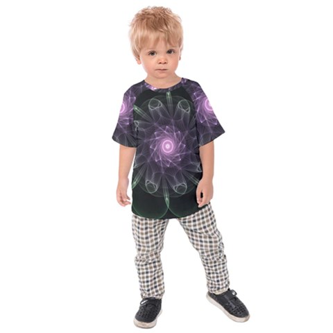 Mandala Fractal Light Light Fractal Kids Raglan Tee by Celenk