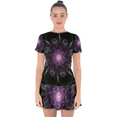 Mandala Fractal Light Light Fractal Drop Hem Mini Chiffon Dress by Celenk