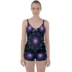 Mandala Fractal Light Light Fractal Tie Front Two Piece Tankini