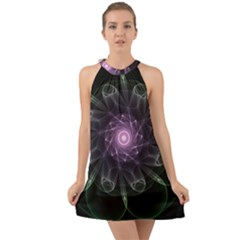 Mandala Fractal Light Light Fractal Halter Tie Back Chiffon Dress