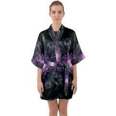 Mandala Fractal Light Light Fractal Quarter Sleeve Kimono Robe