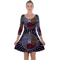 Whole Complete Human Qualities Quarter Sleeve Skater Dress