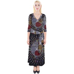 Whole Complete Human Qualities Quarter Sleeve Wrap Maxi Dress by Celenk