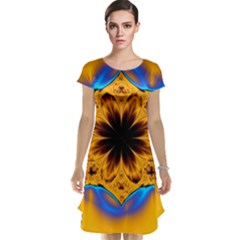 Digital Art Fractal Artwork Flower Cap Sleeve Nightdress by Celenk