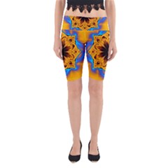 Digital Art Fractal Artwork Flower Yoga Cropped Leggings by Celenk