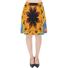 Digital Art Fractal Artwork Flower Velvet High Waist Skirt