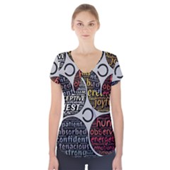 Person Character Characteristics Short Sleeve Front Detail Top by Celenk