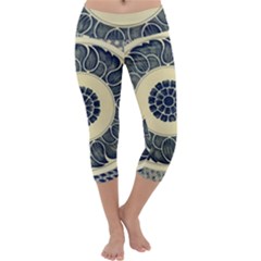 Background Vintage Japanese Capri Yoga Leggings by Celenk