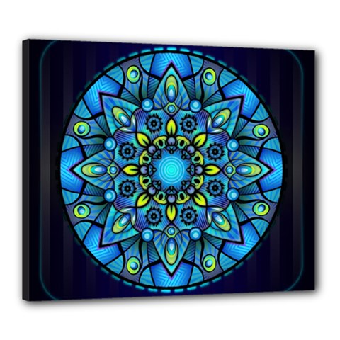 Mandala Blue Abstract Circle Canvas 24  X 20  by Celenk