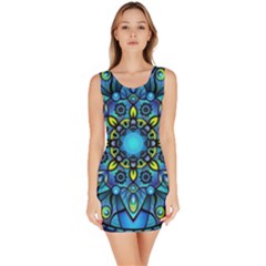 Mandala Blue Abstract Circle Bodycon Dress by Celenk